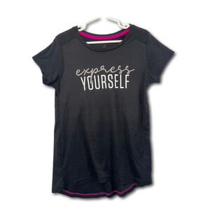 Champion Express Yourself Tshirt Shortsleeve Shirt Black Pink Medium Girls (6/7)